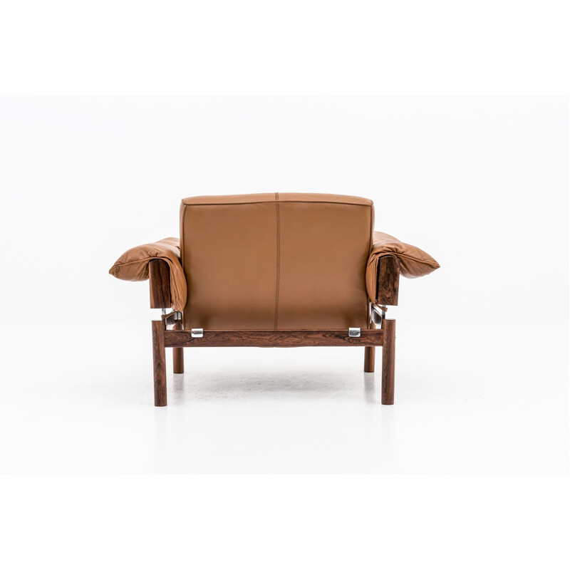 Set of 4 armchairs in leather and rosewood by Percival Lafer - 1960s
