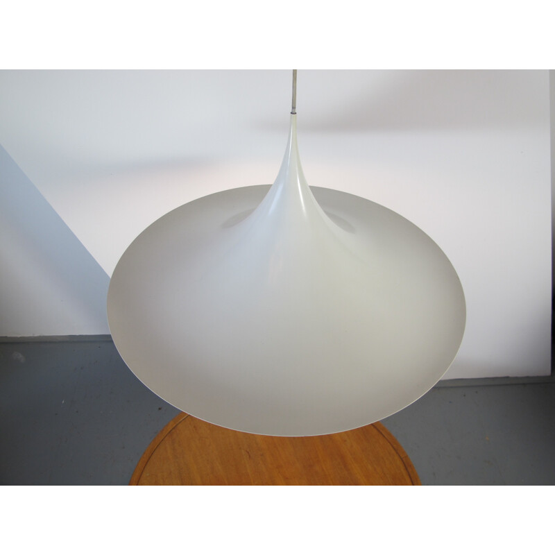 Vintage hanging lamp in white lacquered steel, Torsten THORUP - 1960s