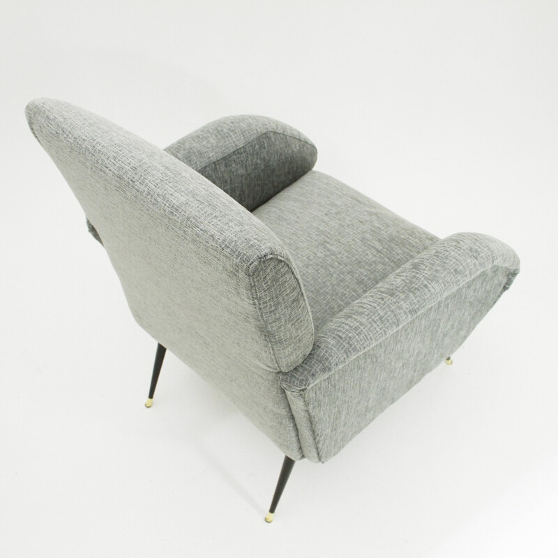 Fauteuil gris italien en tissu - 1950