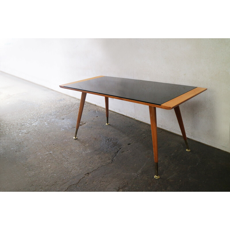 Vintage coffee table in black beechwood - 1960s