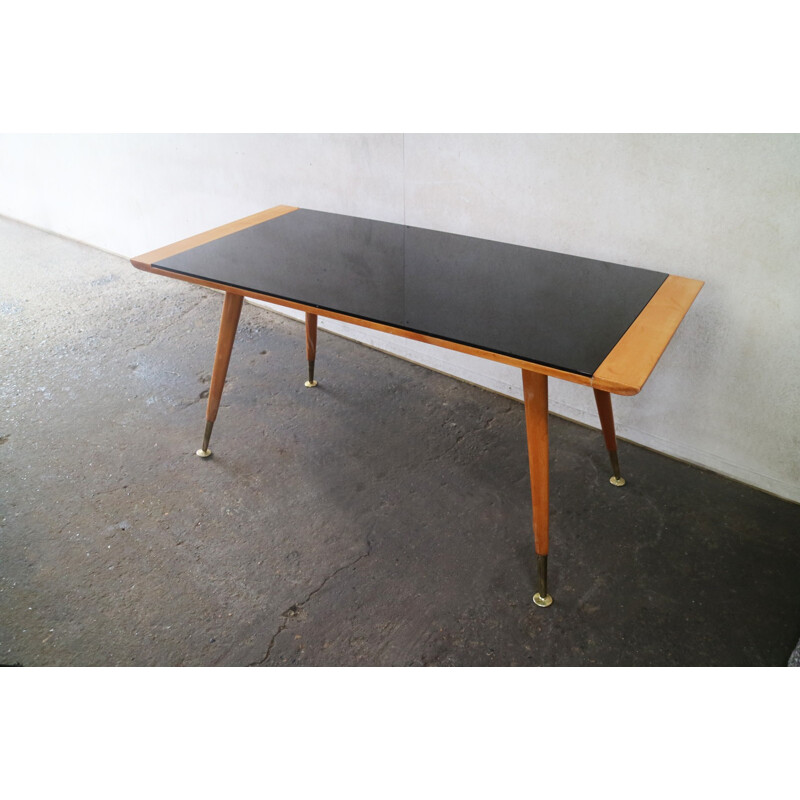 Table basse vintage en hêtre noir - 1960