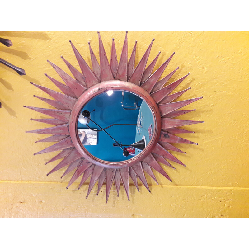 Vintage "Sun" mirror in metal - 1950s