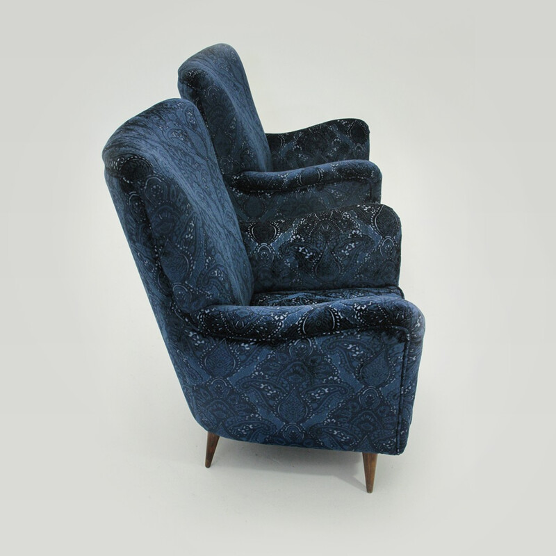 Suite de 2 fauteuils bleus italiens - 1950