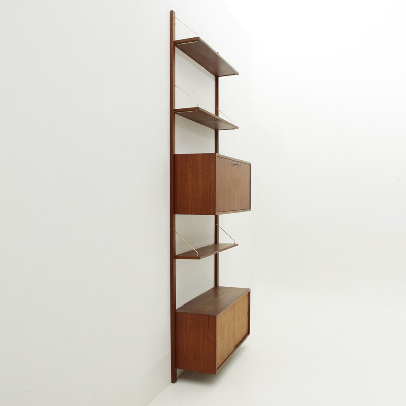 Italian Wall Unit in  Teak and brass - 1950s