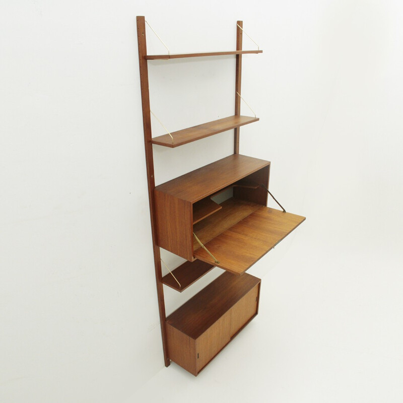 Italian Wall Unit in  Teak and brass - 1950s