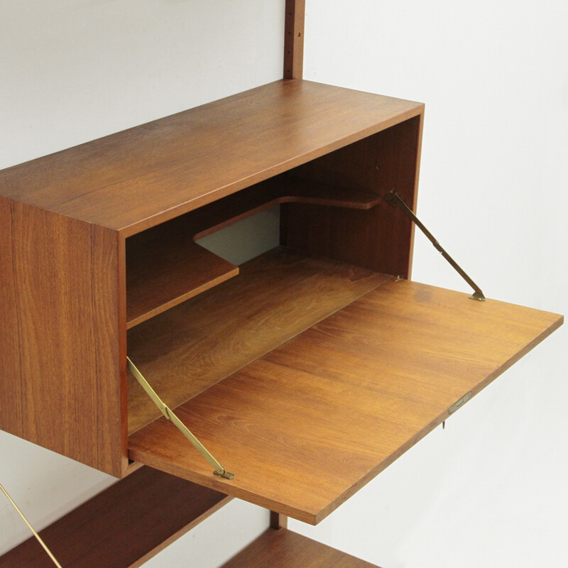 Italian Wall Unit in  Teak and brass - 1950s