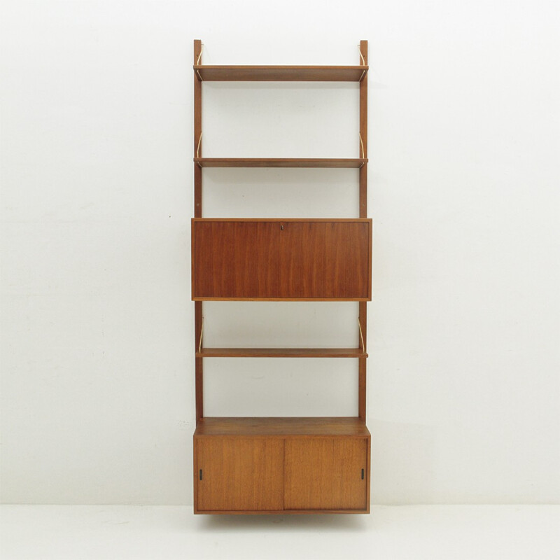 Italian Wall Unit in  Teak and brass - 1950s