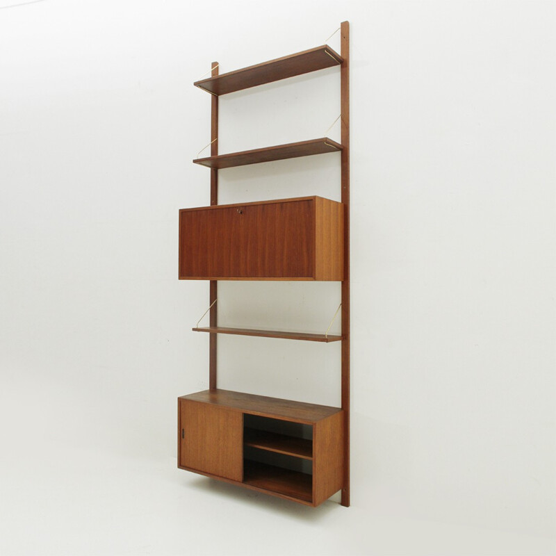 Italian Wall Unit in  Teak and brass - 1950s