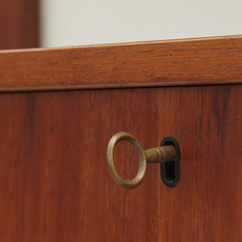 Italian Wall Unit in  Teak and brass - 1950s