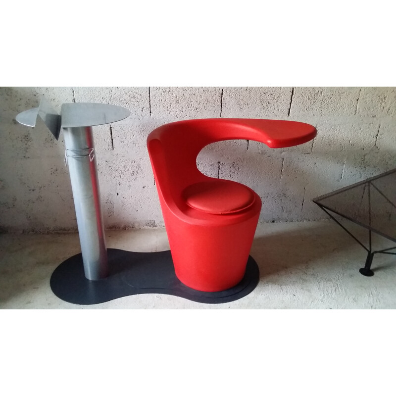 Vintage red armchair by Lucchi Comos - 1980s