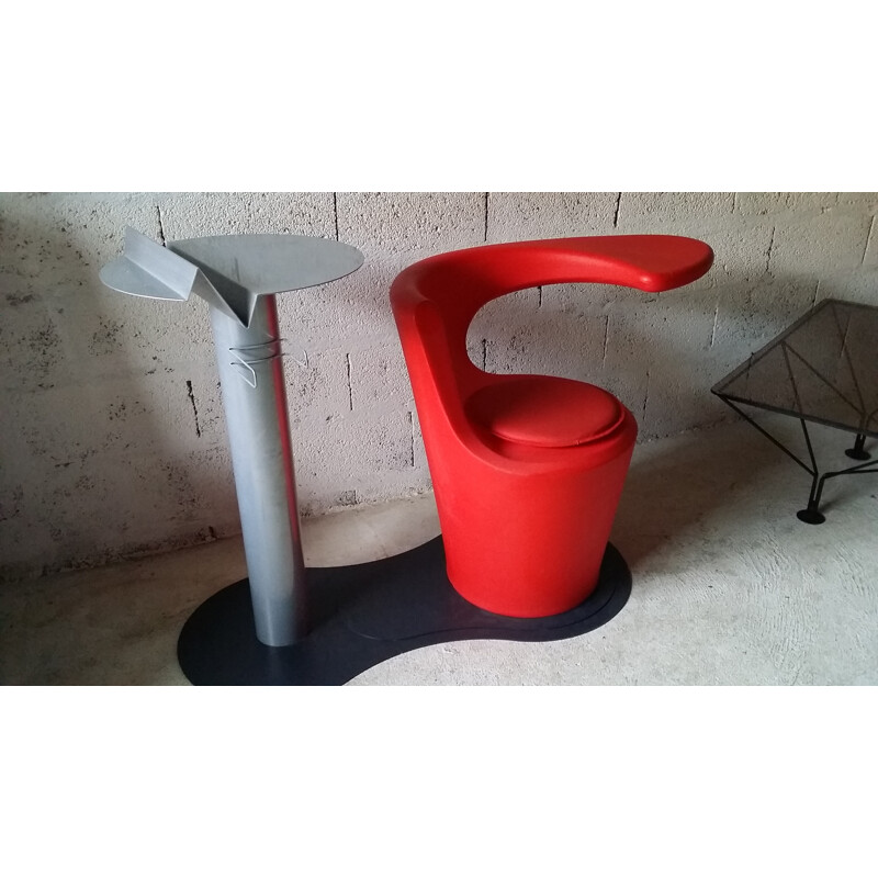 Vintage red armchair by Lucchi Comos - 1980s