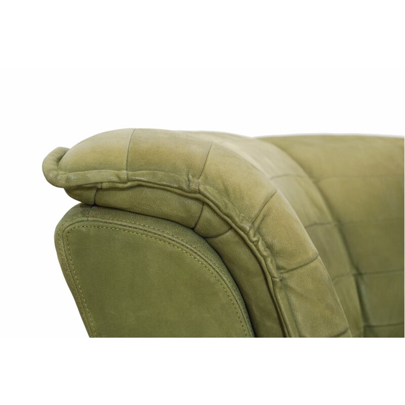 Modular green Sofa in  Nubuck Leather by De Laauser - 1970s