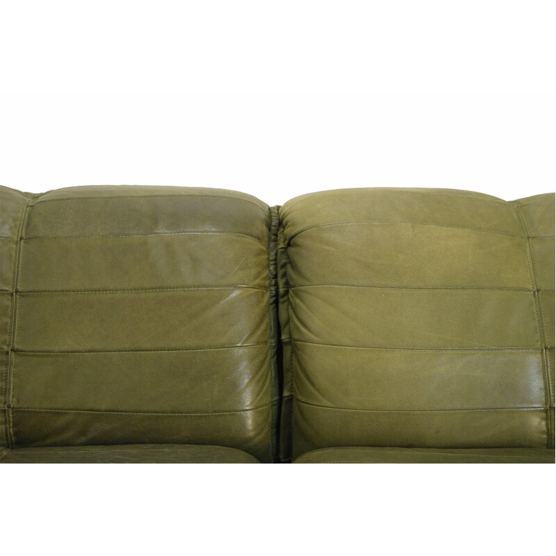 Modular green Sofa in  Nubuck Leather by De Laauser - 1970s