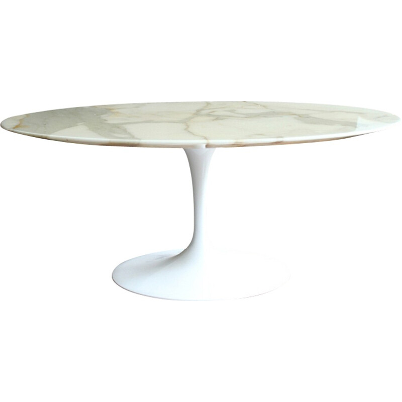 Vintage carrara marble "Tulip" coffee table by Eero Saarinen - 1950s