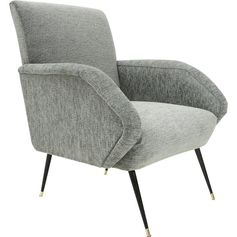 Fauteuil gris italien en tissu - 1950