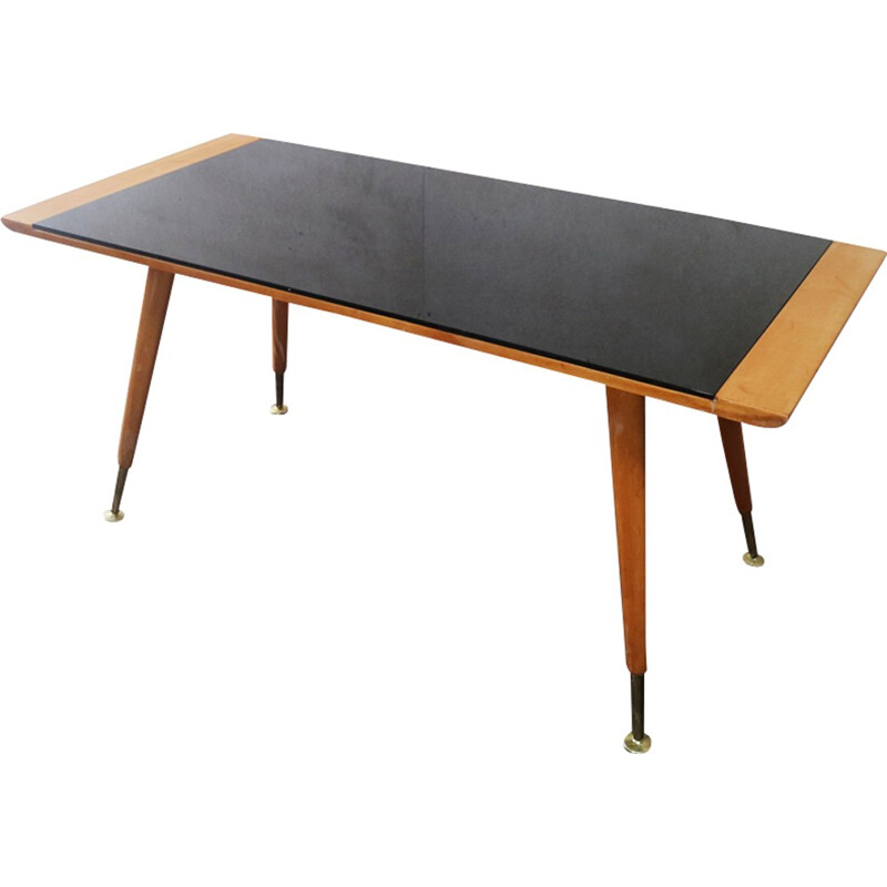 Table basse vintage en hêtre noir - 1960