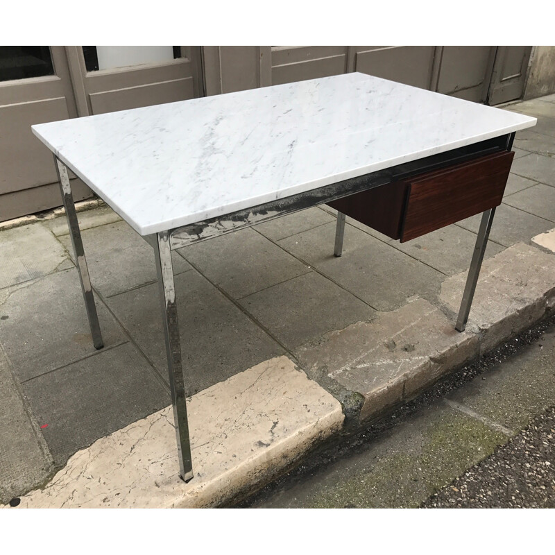 Vintage desk in rosewood & marble by Florence Knoll - 1960s