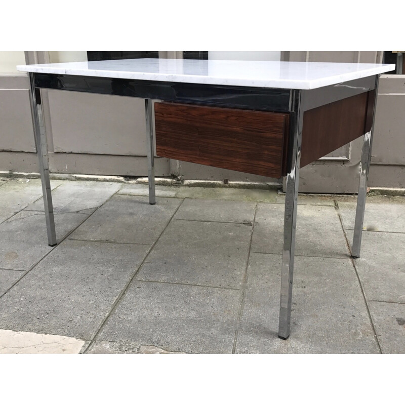 Vintage desk in rosewood & marble by Florence Knoll - 1960s