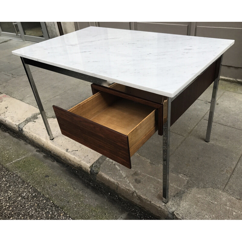 Vintage desk in rosewood & marble by Florence Knoll - 1960s