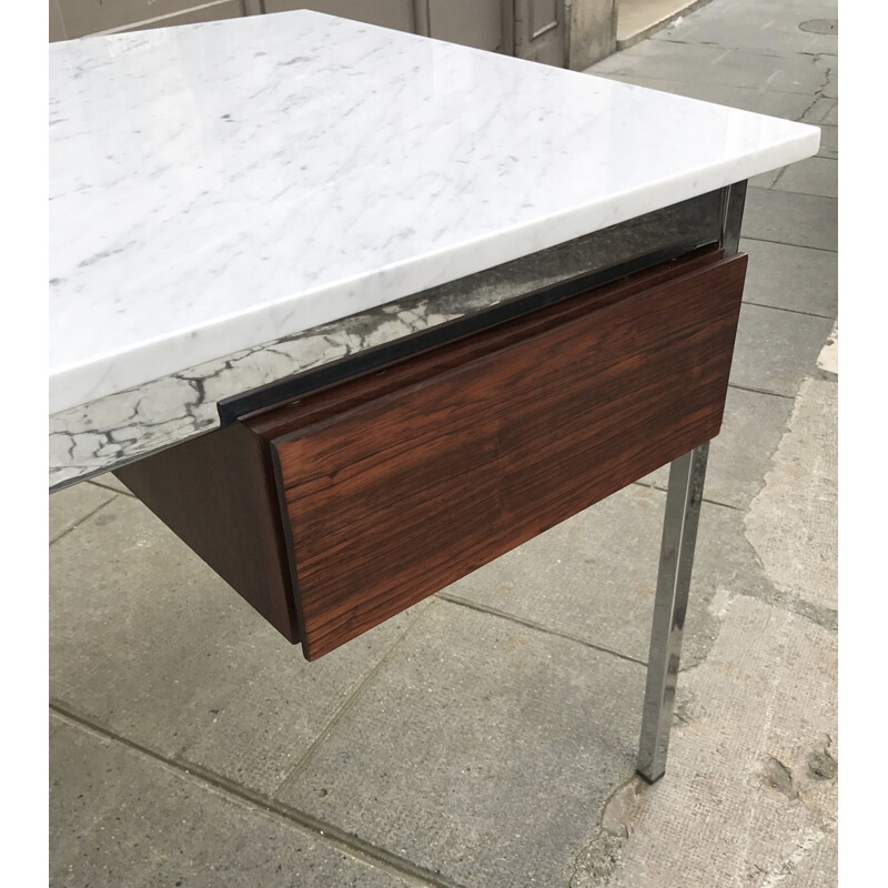 Vintage desk in rosewood & marble by Florence Knoll - 1960s