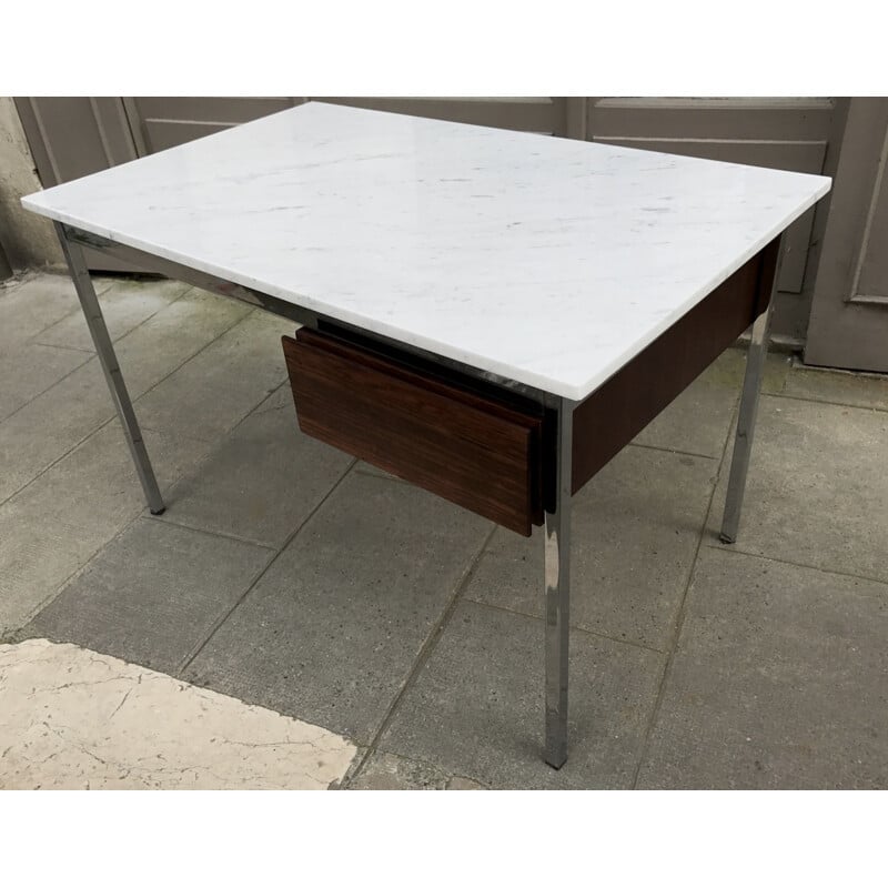 Vintage desk in rosewood & marble by Florence Knoll - 1960s