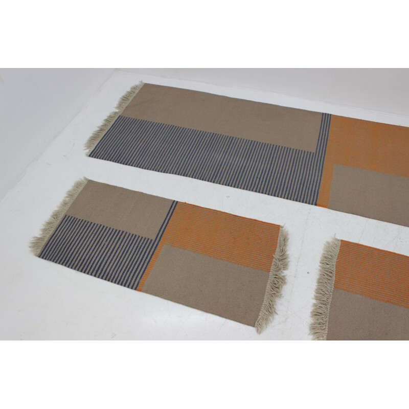 Vintage set of 3 geometric modernist carpets - 1950s