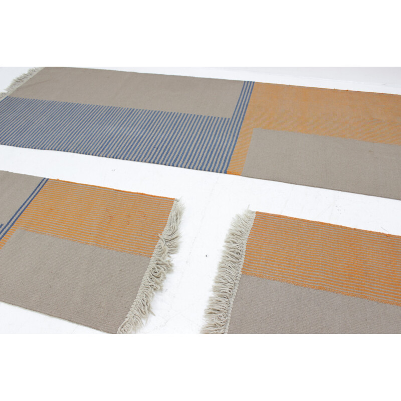 Vintage set of 3 geometric modernist carpets - 1950s