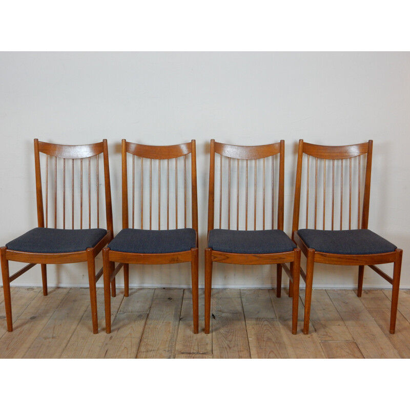 Set of four 422 chairs in teak and grey fabric, Arne VODDER - 1960s