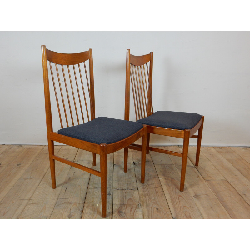 Set of four 422 chairs in teak and grey fabric, Arne VODDER - 1960s