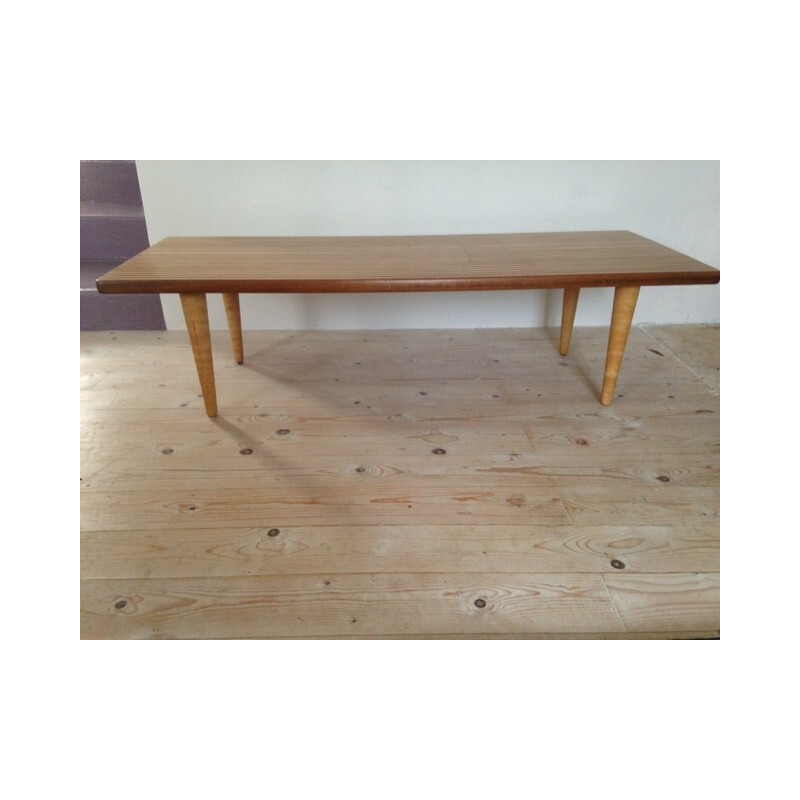 Table basse vintage en bois exotique - 1960