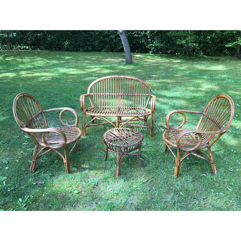 Vintage rattan garden furniture - 1960s