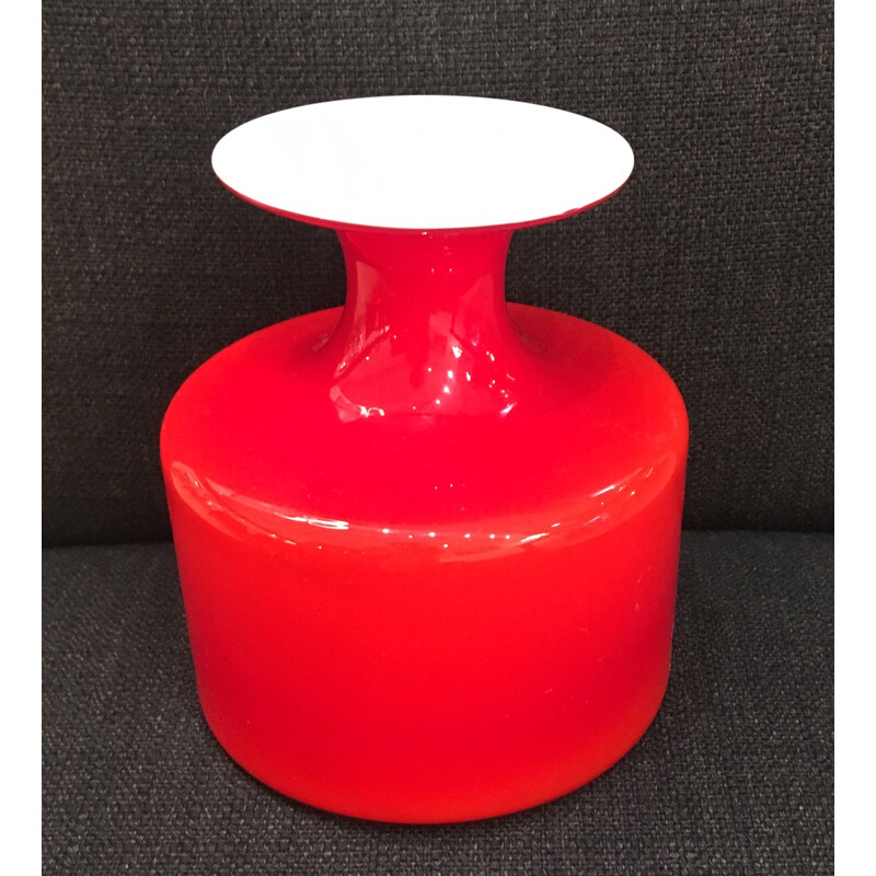 Red Vintage Vase Holmegaard Carnaby for Lütken - 1950s
