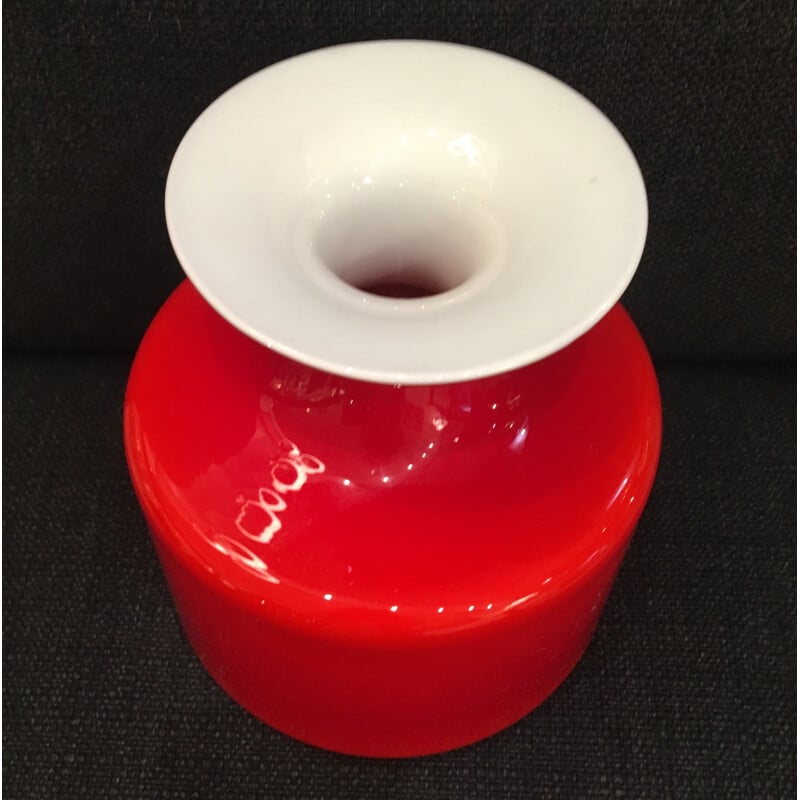 Red Vintage Vase Holmegaard Carnaby for Lütken - 1950s