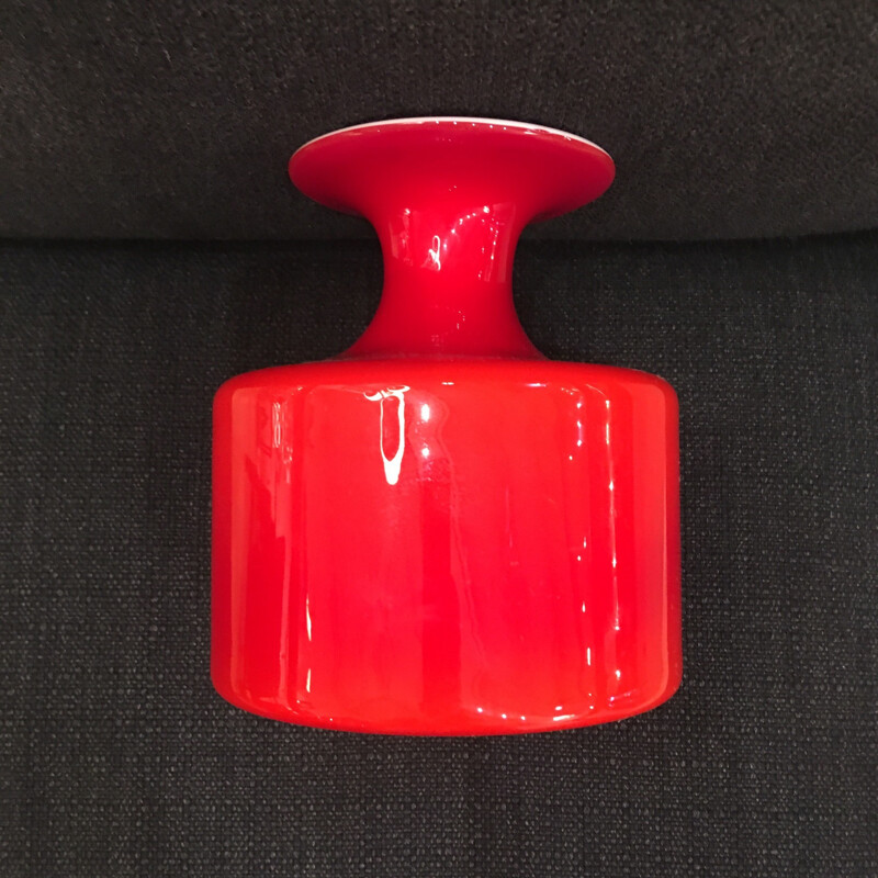 Red Vintage Vase Holmegaard Carnaby for Lütken - 1950s