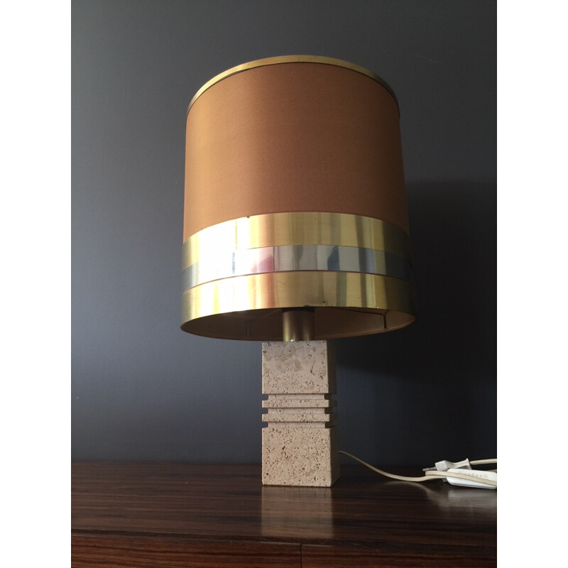 Lampe de table vintage italienne en travertin - 1970