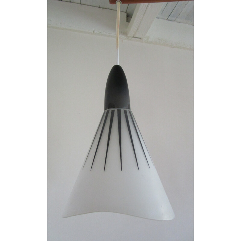 Vintage teak pendant lamp by Rispal - 1960s