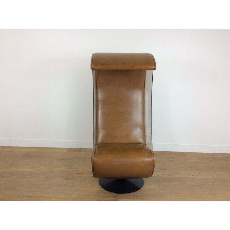Vintage glass swivel chair, 1970