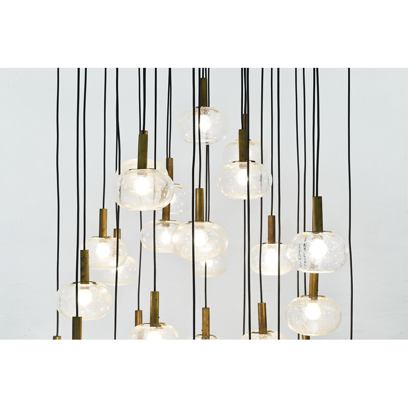 Vintage Italian chandelier made of glass and brass - 1960s