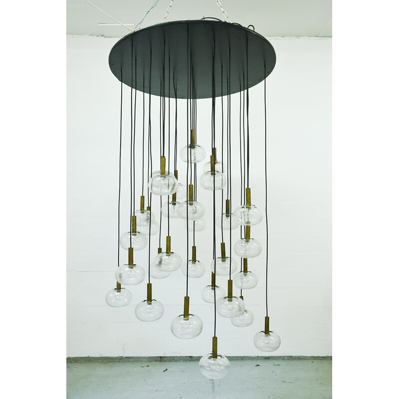 Vintage Italian chandelier made of glass and brass - 1960s