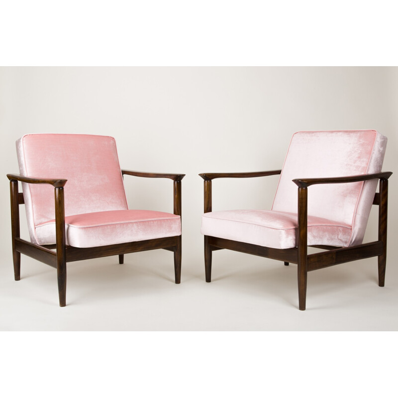 Pair of pink GFM-142 armchairs by Edmund Homa - 1960s