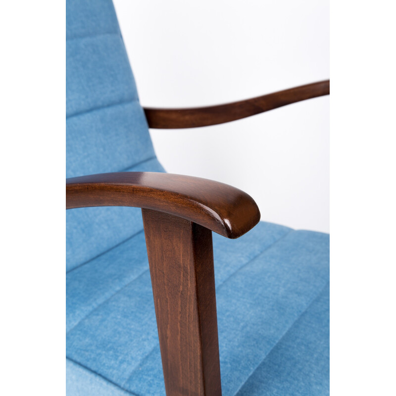 Sillón azul vintage de la fábrica de muebles Prudnik - 1960