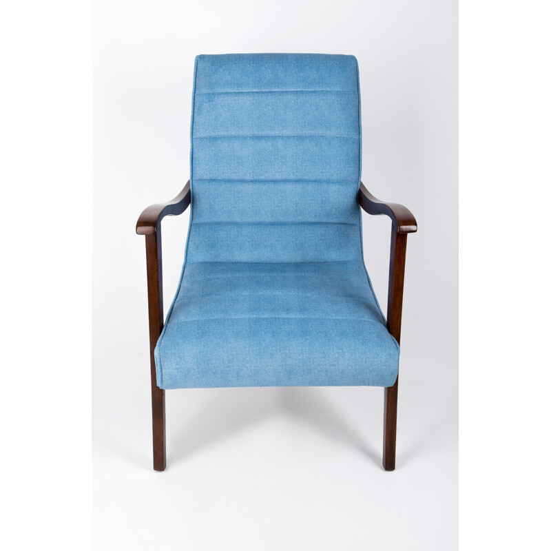 Sillón azul vintage de la fábrica de muebles Prudnik - 1960