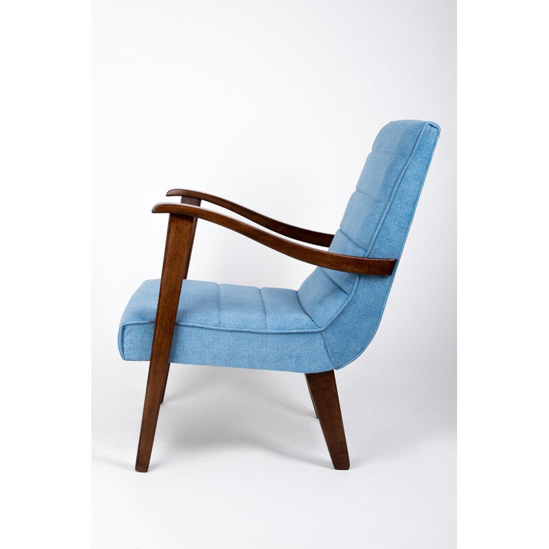 Vintage blue armchair for Prudnik Furniture Factory - 1960s