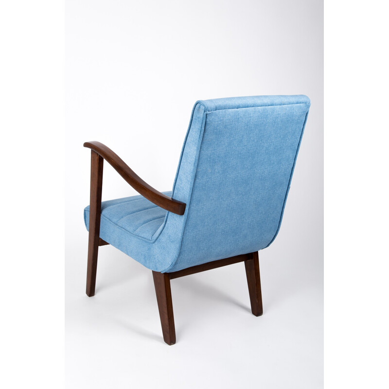 Vintage blauwe fauteuil van Prudnik Meubelfabriek - 1960