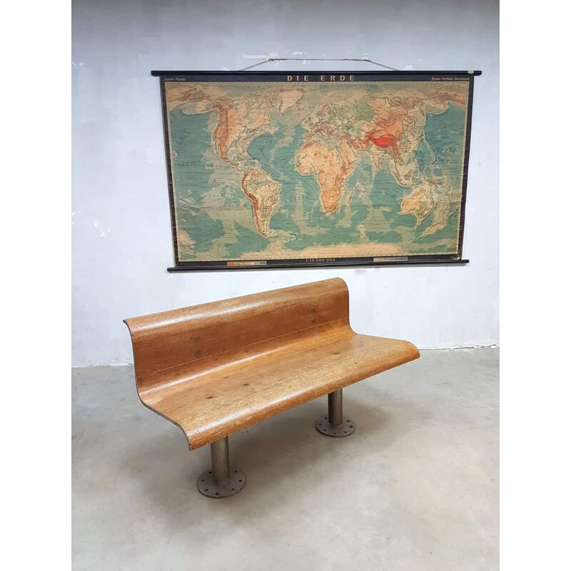 Vintage French Industrial Train Bench - 1960s