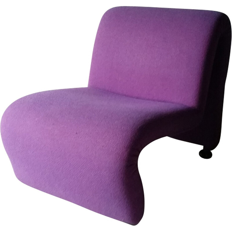 Vintage purple armchair/low chair by Etienne Fermigier - 1970s