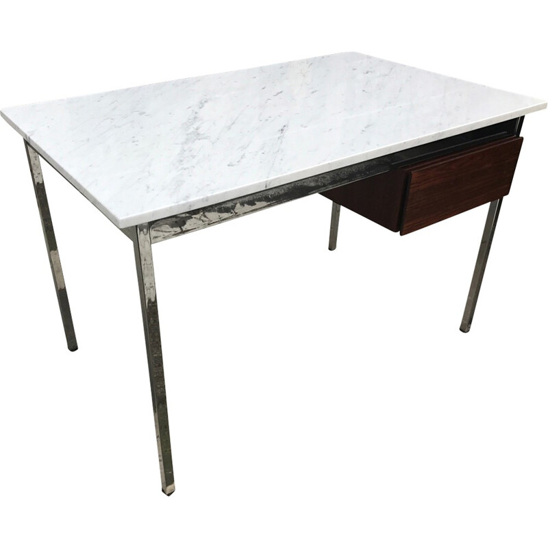 Vintage desk in rosewood & marble by Florence Knoll - 1960s