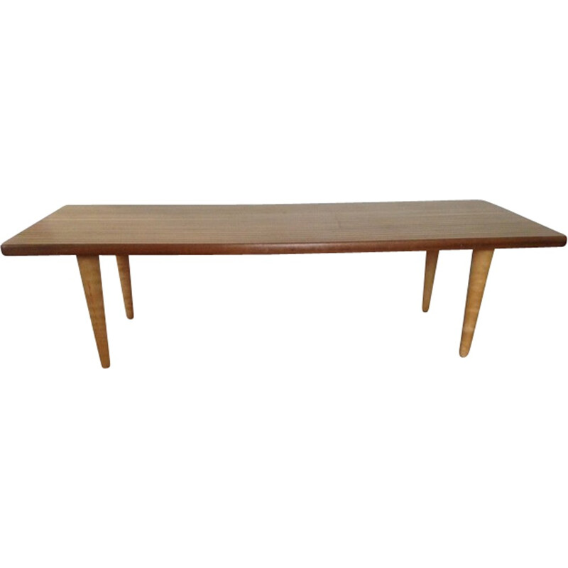 Table basse vintage en bois exotique - 1960