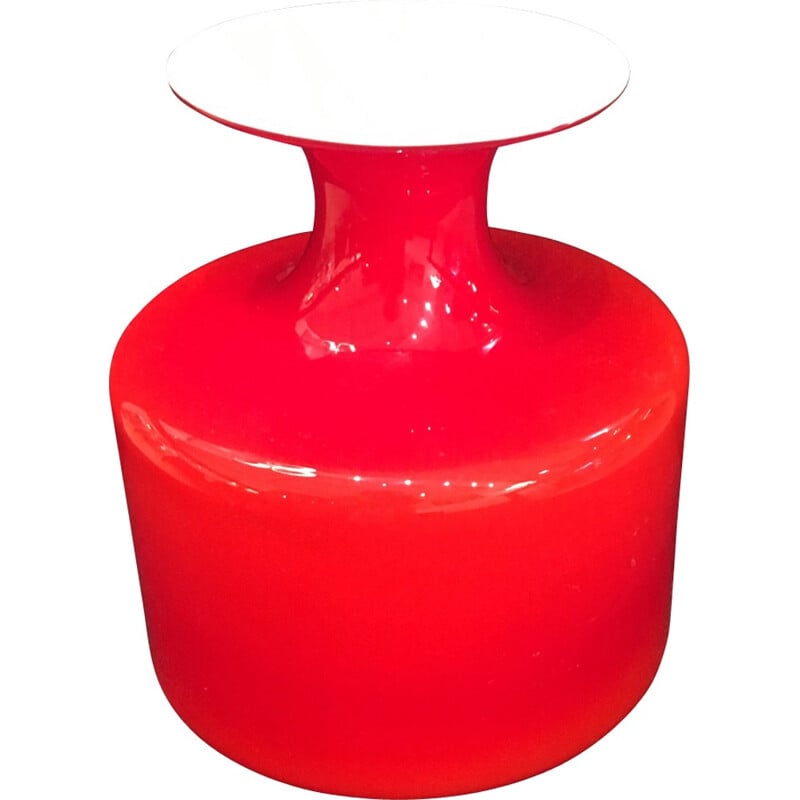 Red Vintage Vase Holmegaard Carnaby for Lütken - 1950s