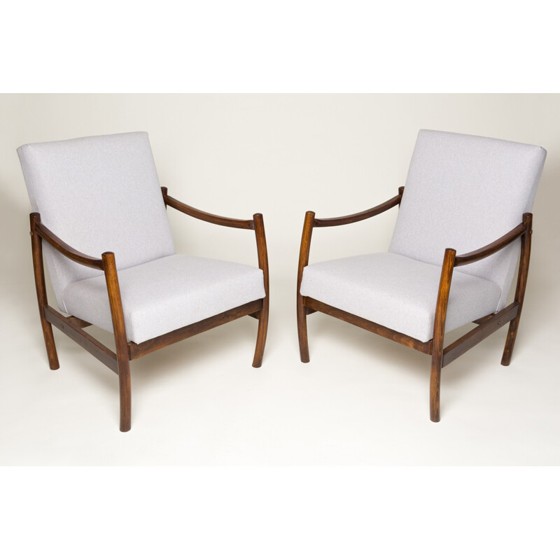 Conjunto de 2 sillones "Club" beige de las fábricas de muebles Radom - 1960